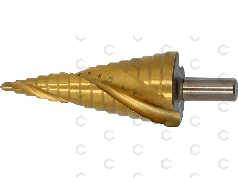 Pakopinis spiralinis grąžtas | HSS 4341 | TiN danga | Ø 4–32 mm | Yato (YT-44748) 2 Pakopinis spiralinis grąžtas | HSS 4341 | TiN danga | Ø 4–32 mm | Yato (YT-44748) 2