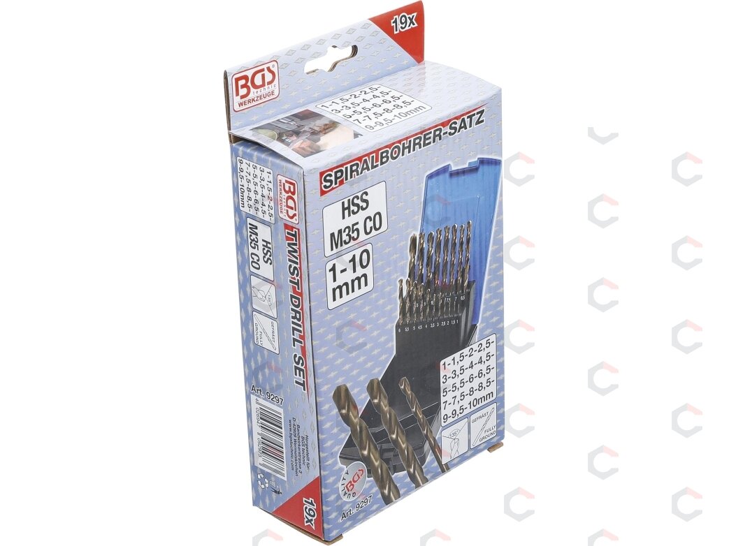 Grąžtų rinkinys | HSS-G M35 kobalto plienas | 1 - 10 mm | 19 vnt. (9297) 5 Grąžtų rinkinys | HSS-G M35 kobalto plienas | 1 - 10 mm | 19 vnt. (9297) 5