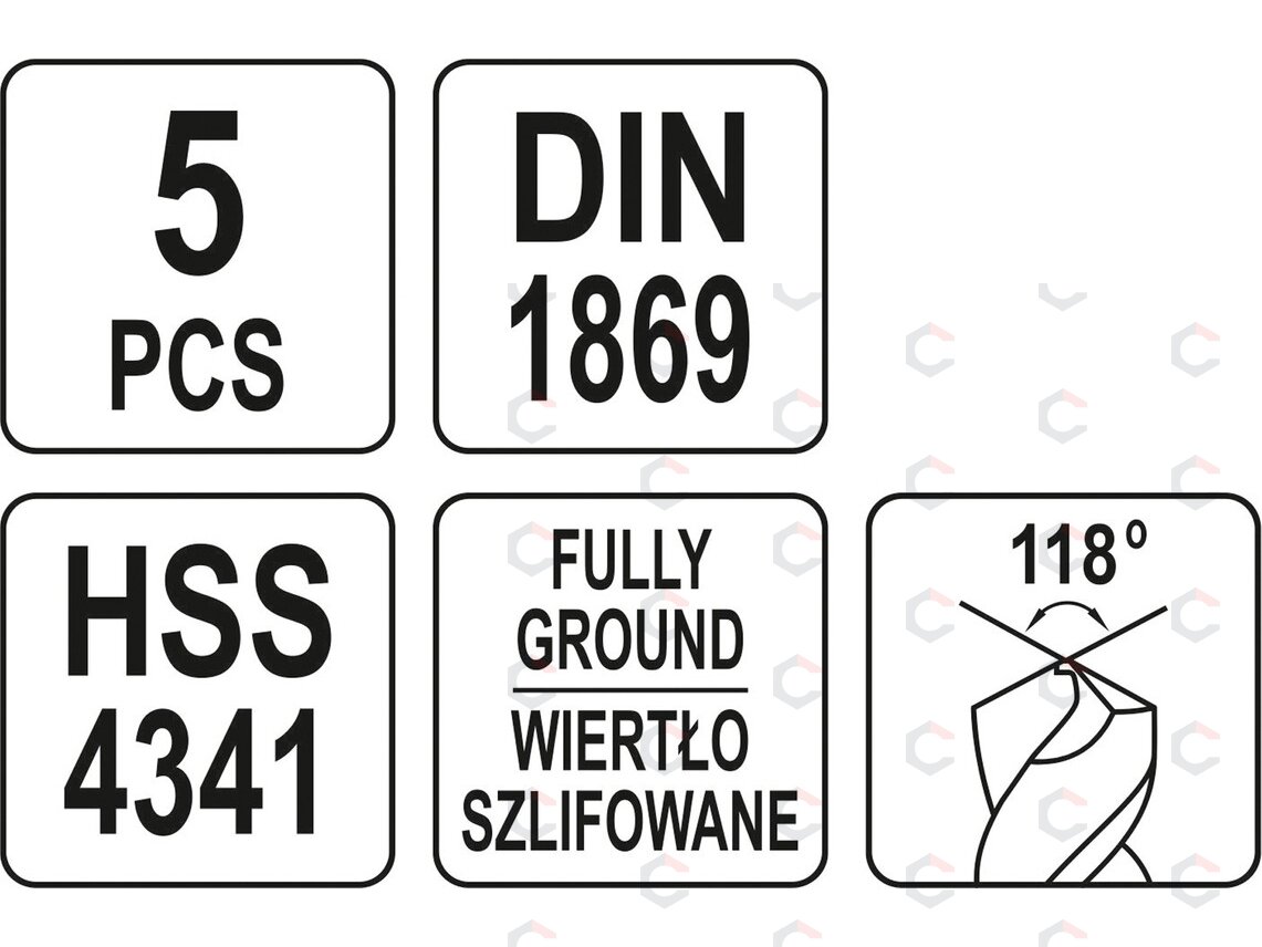 Grąžtų metalui rinkinys | ilgas tipas | HSS | 3 - 8 mm | 5 vnt. (YT-39820) 2 Grąžtų metalui rinkinys | ilgas tipas | HSS | 3 - 8 mm | 5 vnt. (YT-39820) 2