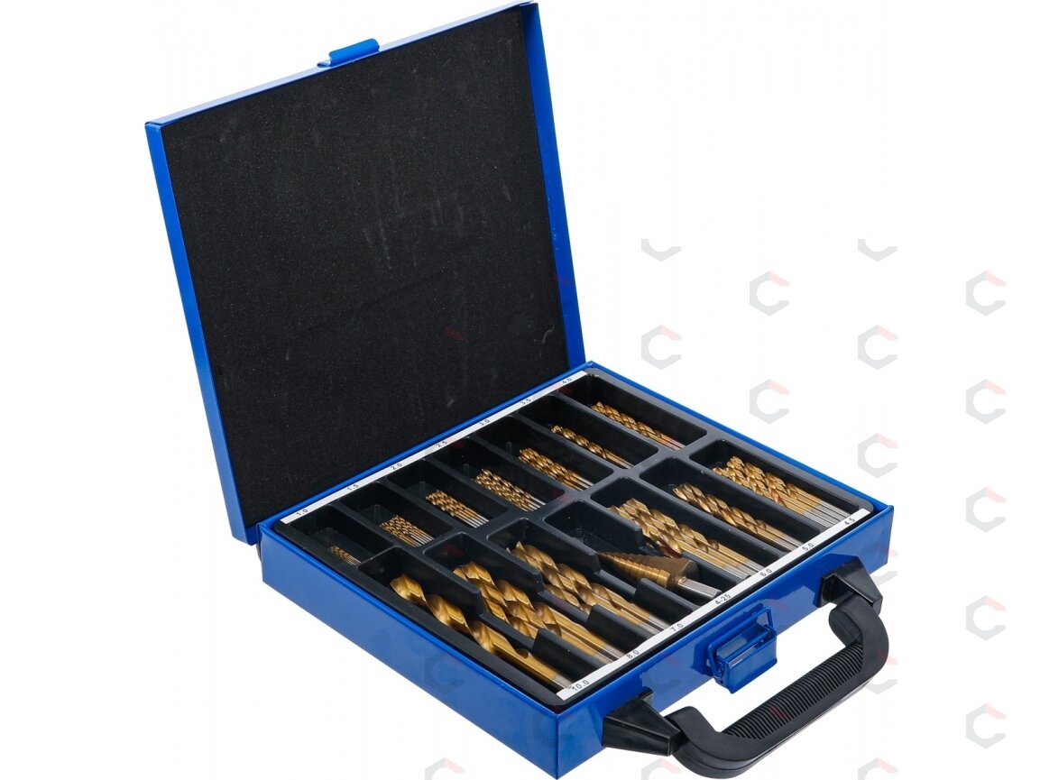 Grąžtų ir pakopinės frezos rinkinys | HSS | titano nitridas | 1 - 10 mm | 119 vnt. (2009) 2 Grąžtų ir pakopinės frezos rinkinys | HSS | titano nitridas | 1 - 10 mm | 119 vnt. (2009) 2