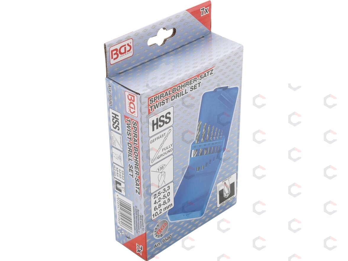 Grąžtų rinkinys | HSS | Core Hole Sizes | Ø 2.5 - 10.2 mm | 7 vnt. (9580) 1 Grąžtų rinkinys | HSS | Core Hole Sizes | Ø 2.5 - 10.2 mm | 7 vnt. (9580) 1