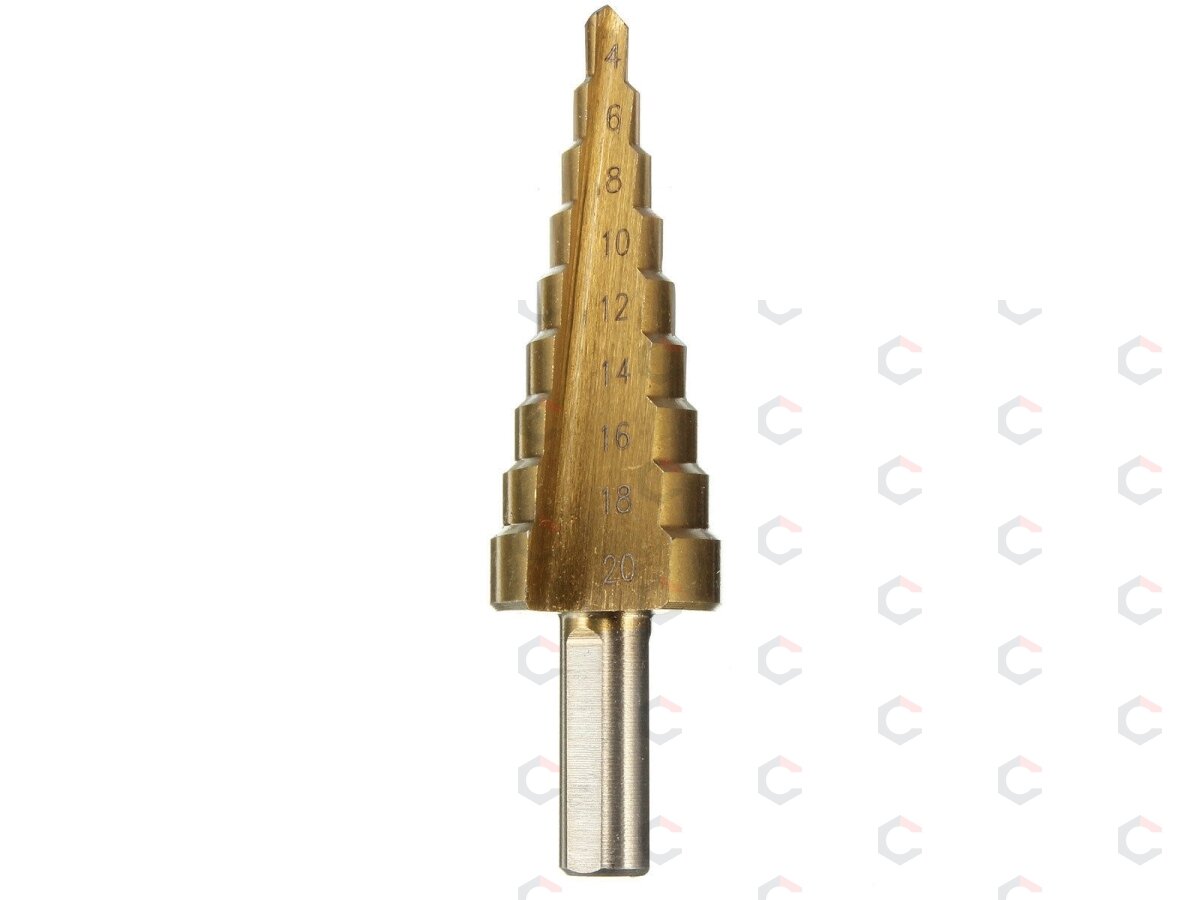 Pakopinių grąžtų rinkinys | titano danga | 4–32 mm | 3 vnt. (EB-4345) 6 Pakopinių grąžtų rinkinys | titano danga | 4–32 mm | 3 vnt. (EB-4345) 6