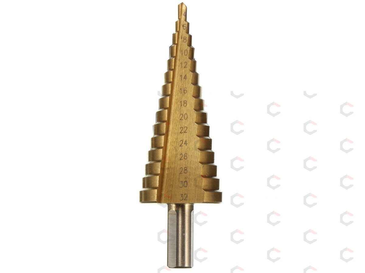 Pakopinių grąžtų rinkinys | titano danga | 4–32 mm | 3 vnt. (EB-4345) 7 Pakopinių grąžtų rinkinys | titano danga | 4–32 mm | 3 vnt. (EB-4345) 7