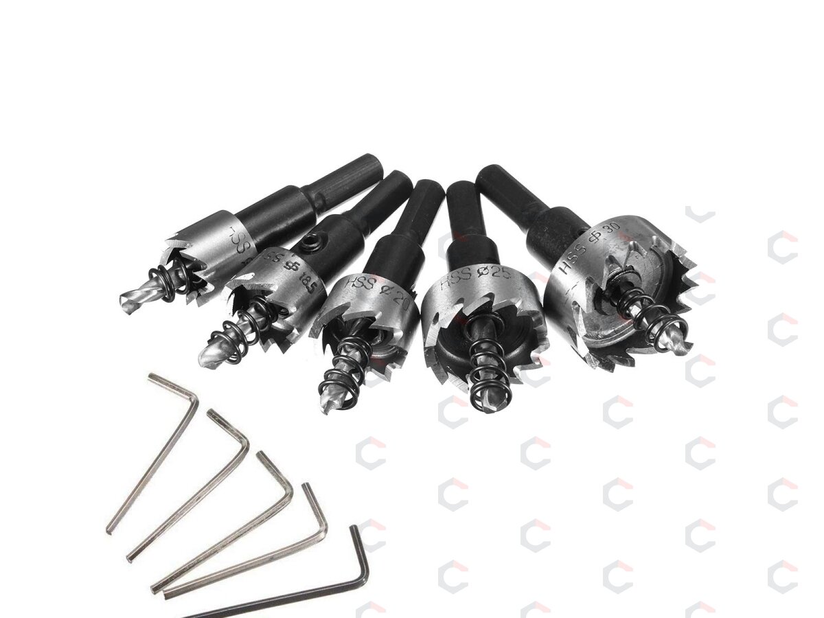 Grąžtų frezų rinkinys skylėms | HSS | 16-30 mm | 5 vnt. (HS5A) 1 Grąžtų frezų rinkinys skylėms | HSS | 16-30 mm | 5 vnt. (HS5A) 1