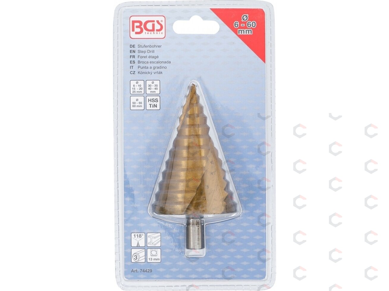 Grąžtas pakopinis | titano nitridas | Ø 6–60 mm (74429) 3 Grąžtas pakopinis | titano nitridas | Ø 6–60 mm (74429) 3