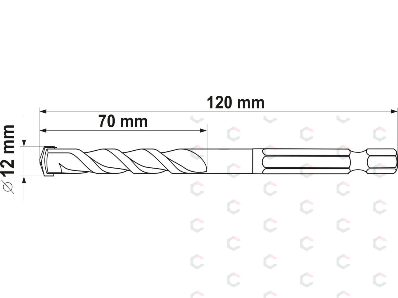 Grąžtas universalus su Hex 6.3 mm (1/4") galu | 12.0 mm (YT-44787) 4