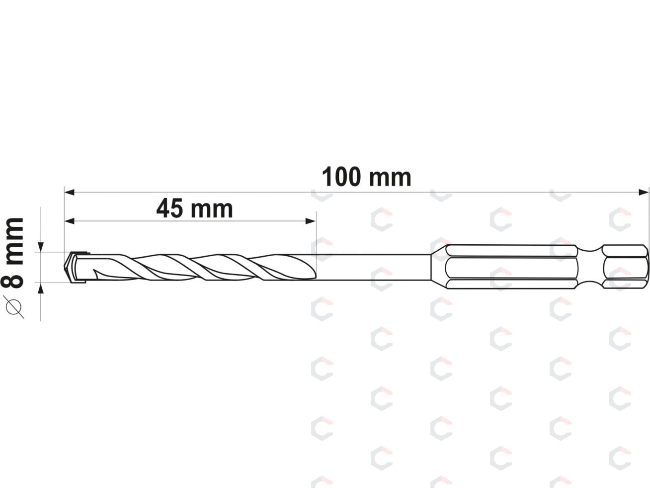 Grąžtas universalus su Hex 6.3 mm (1/4") galu | 8.0 mm (YT-44785) 2 Grąžtas universalus su Hex 6.3 mm (1/4") galu | 8.0 mm (YT-44785) 2