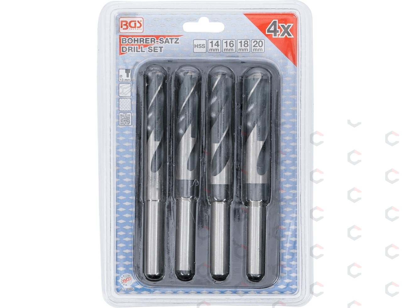 Grąžtų metalui rinkinys HSS | 14 - 16 - 18 - 20 mm | 4 vnt. (8985) 3 Grąžtų metalui rinkinys HSS | 14 - 16 - 18 - 20 mm | 4 vnt. (8985) 3