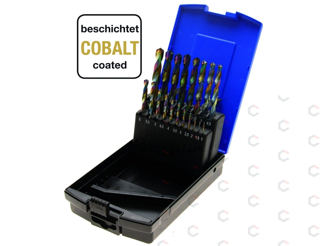 Grąžtų rinkinys | Cobalt-HSS | 1 - 10 mm | 19 vnt. (2014) 6 Grąžtų rinkinys | Cobalt-HSS | 1 - 10 mm | 19 vnt. (2014) 6