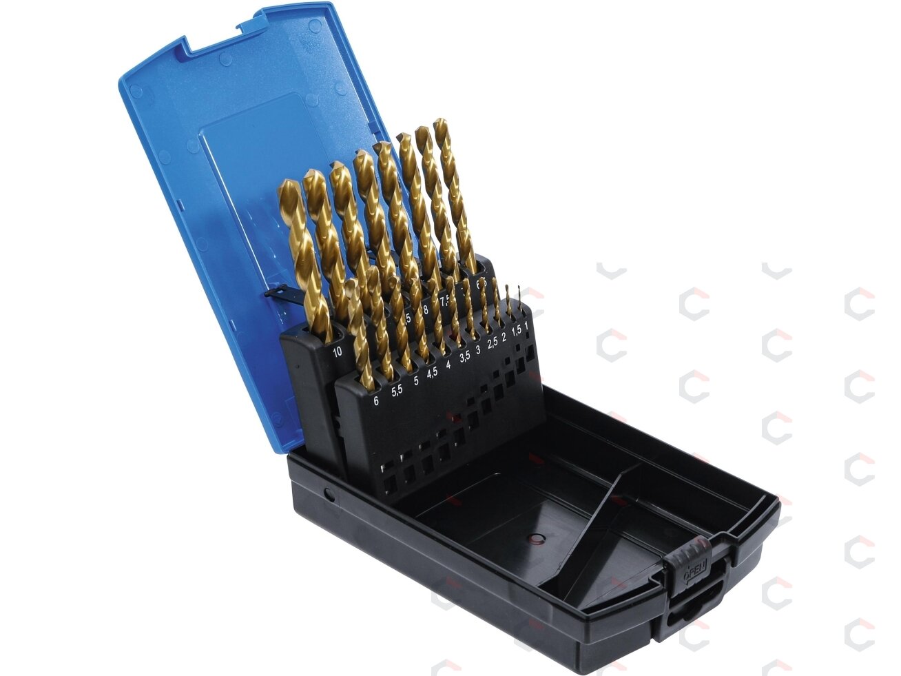 Grąžtų rinkinys | HSS G | titano nitridas | 1 - 10 mm | 19 vnt. (2040) 1 Grąžtų rinkinys | HSS G | titano nitridas | 1 - 10 mm | 19 vnt. (2040) 1