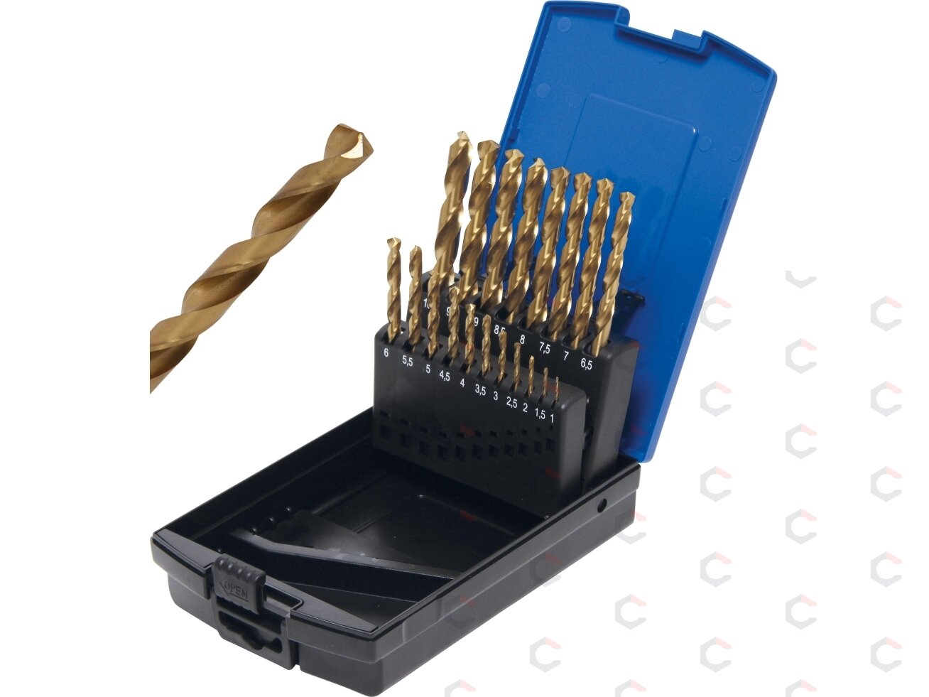Grąžtų rinkinys | HSS G | titano nitridas | 1 - 10 mm | 19 vnt. (2040) 6 Grąžtų rinkinys | HSS G | titano nitridas | 1 - 10 mm | 19 vnt. (2040) 6