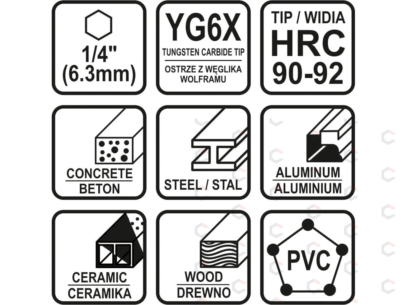 Grąžtų rinkinys su Hex 6.3 mm (1/4") galu | universalūs | 4 - 10 mm | 5 vnt. (21695) 2 Grąžtų rinkinys su Hex 6.3 mm (1/4") galu | universalūs | 4 - 10 mm | 5 vnt. (21695) 2