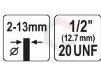 Griebtuvas grąžtui | savaime užsirakinantis | metalinis 2–13 mm | 1/2"-20UNF (YT-820304) 4