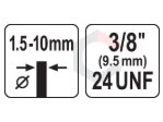Grąžto griebtuvas su raktu | 1.5-10 mm | 3/8"-24UNF (YT-820300) 4 Grąžto griebtuvas su raktu | 1.5-10 mm | 3/8"-24UNF (YT-820300) 4