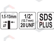 Grąžto griebtuvas su raktu ir SDS-Plus adapteriu | 1.5–13 mm | 1/2"-20UNF | Yato (YT-820302) 4