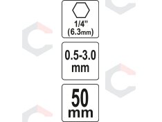 Griebtuvas grąžtams | 0.5-3.0 mm | su 1/4" (6.3mm) antgaliu (YT-04644) 4