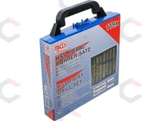Grąžtų ir pakopinės frezos rinkinys | HSS | titano nitridas | 1 - 10 mm | 119 vnt. (2009) 5 Grąžtų ir pakopinės frezos rinkinys | HSS | titano nitridas | 1 - 10 mm | 119 vnt. (2009) 5