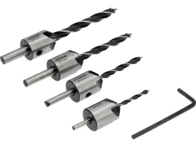 Grąžtų su įgilintuvais rinkinys medienai Sthor | 3–6 mm | HSS 4241 | 5 vnt. (22720) Grąžtų su įgilintuvais rinkinys medienai Sthor | 3–6 mm | HSS 4241 | 5 vnt. (22720)