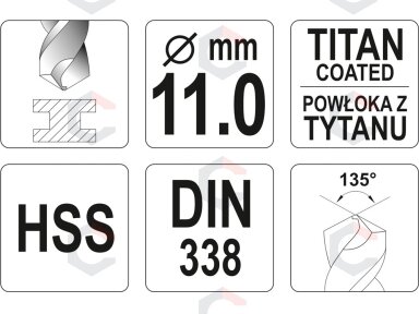 Grąžtas metalui HSS-TIN 11.0 mm (YT-44664)