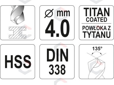 Grąžtas metalui HSS-TIN 8.5 mm (YT-44659)