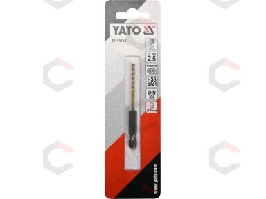 Grąžtas metalui su Hex 6.3 mm (1/4") galu HSS-TiN | 2.5 mm (YT-44752)