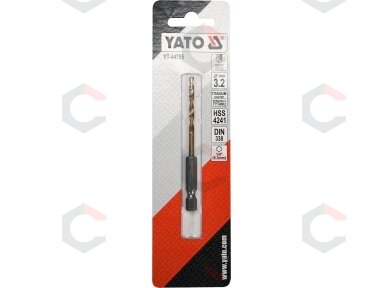 Grąžtas metalui su Hex 6.3 mm (1/4") galu HSS-TiN | 3.2 mm (YT-44755)