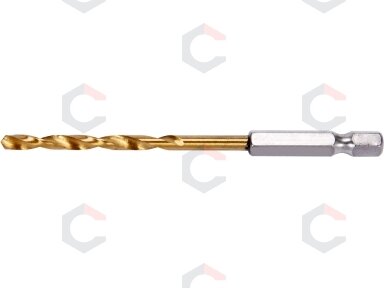 Grąžtas metalui su Hex 6.3 mm (1/4") galu HSS-TiN | 4.0 mm (YT-44757)