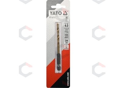 Grąžtas metalui su Hex 6.3 mm (1/4") galu HSS-TiN | 4.0 mm (YT-44757)