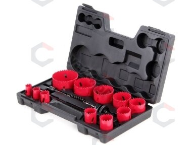 Grąžtų karūnų rinkinys metalui | HSS M3 | 19-76 mm | 15 vnt. (YT-3381) Grąžtų karūnų rinkinys metalui | HSS M3 | 19-76 mm | 15 vnt. (YT-3381)