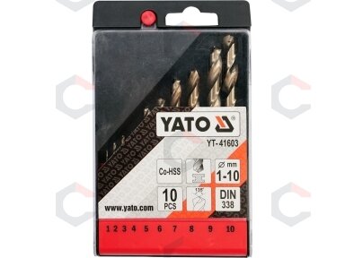 Grąžtų metalui rinkinys | Cobalt-HSS | 1-10mm | 10 vnt. (YT-41603) Grąžtų metalui rinkinys | Cobalt-HSS | 1-10mm | 10 vnt. (YT-41603)