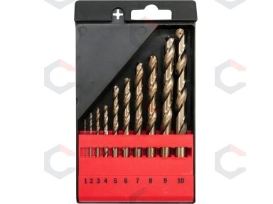 Grąžtų metalui rinkinys | Cobalt-HSS | 1-10mm | 10 vnt. (YT-41603) Grąžtų metalui rinkinys | Cobalt-HSS | 1-10mm | 10 vnt. (YT-41603)