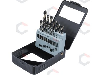 Grąžtų metalui rinkinys HSS | 1-10 mm | 19 vnt. (2010) Grąžtų metalui rinkinys HSS | 1-10 mm | 19 vnt. (2010)