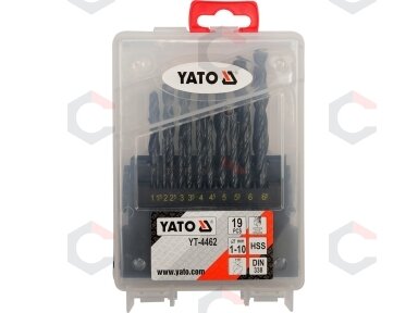 Grąžtų metalui rinkinys HSS DIN 338 19vnt. 1-10mm (YT-4462) Grąžtų metalui rinkinys HSS DIN 338 19vnt. 1-10mm (YT-4462)