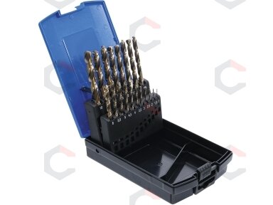 Grąžtų rinkinys | HSS-G M35 kobalto plienas | 1 - 10 mm | 19 vnt. (9297)
