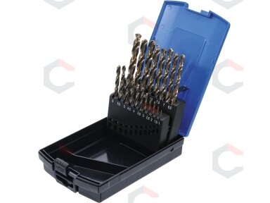 Grąžtų rinkinys | HSS-G M35 kobalto plienas | 1 - 10 mm | 19 vnt. (9297)