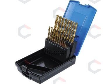 Grąžtų rinkinys | HSS G | titano nitridas | 1 - 10 mm | 19 vnt. (2040) Grąžtų rinkinys | HSS G | titano nitridas | 1 - 10 mm | 19 vnt. (2040)