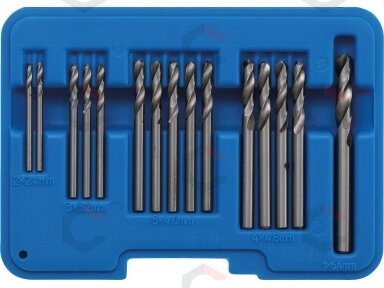 Grąžtų rinkinys | kniedžių skylėms | HSS | 2.4 - 6.4 mm | 15 vnt. (2097) Grąžtų rinkinys | kniedžių skylėms | HSS | 2.4 - 6.4 mm | 15 vnt. (2097)