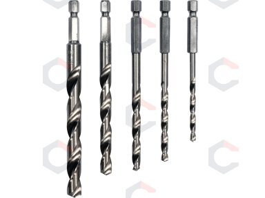 Grąžtų rinkinys su Hex 6.3 mm (1/4") galu | HSS 4241 | 4 - 10 mm | 5 vnt. (21650)