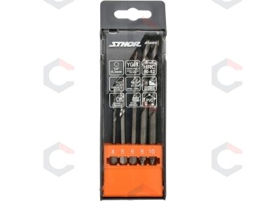 Grąžtų rinkinys su Hex 6.3 mm (1/4") galu | universalūs | 4 - 10 mm | 5 vnt. (21695)