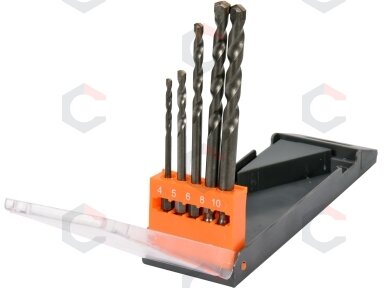 Grąžtų rinkinys su Hex 6.3 mm (1/4") galu | universalūs | 4 - 10 mm | 5 vnt. (21695)