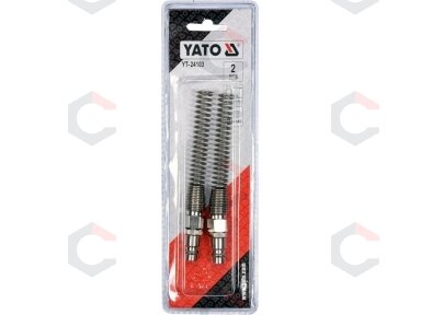 Greitos jungtys žarnai (kištukai) su spyruoklėmis 6x10 mm, 2 vnt. (YT-24103) Greitos jungtys žarnai (kištukai) su spyruoklėmis 6x10 mm, 2 vnt. (YT-24103)