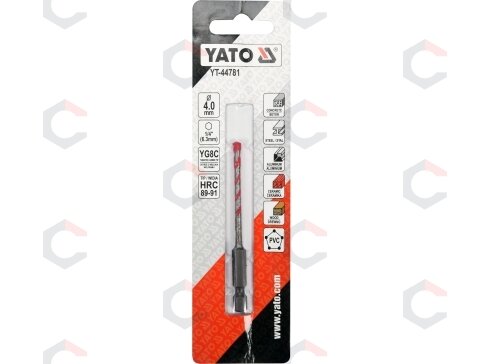 Grąžtas universalus su Hex 6.3 mm (1/4") galu | 4.0 mm (YT-44781) 2 Grąžtas universalus su Hex 6.3 mm (1/4") galu | 4.0 mm (YT-44781) 2