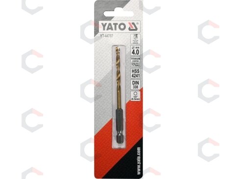 Grąžtas metalui su Hex 6.3 mm (1/4") galu HSS-TiN | 4.0 mm (YT-44757) Grąžtas metalui su Hex 6.3 mm (1/4") galu HSS-TiN | 4.0 mm (YT-44757)