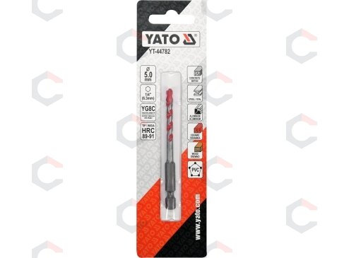 Grąžtas universalus su Hex 6.3 mm (1/4") galu | 5.0 mm (YT-44782) 2