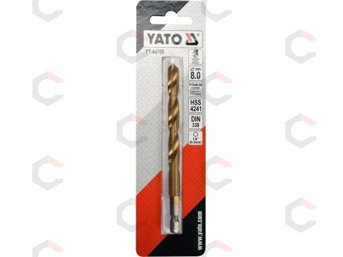 Grąžtas metalui su Hex 6.3 mm (1/4") galu HSS-TiN | 8.0 mm (YT-44768) 2 Grąžtas metalui su Hex 6.3 mm (1/4") galu HSS-TiN | 8.0 mm (YT-44768) 2