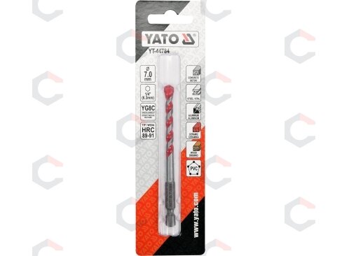 Grąžtas universalus su Hex 6.3 mm (1/4") galu | 7.0 mm (YT-44784) 2 Grąžtas universalus su Hex 6.3 mm (1/4") galu | 7.0 mm (YT-44784) 2