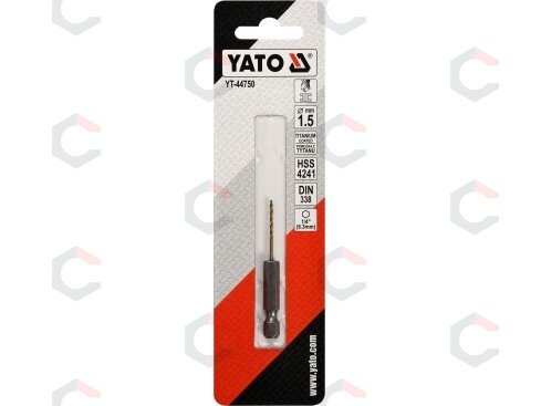 Grąžtas metalui su Hex 6.3 mm (1/4") galu HSS-TiN | 1,5 mm (YT-44750)