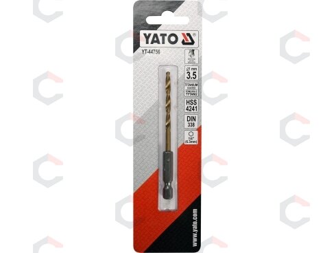 Grąžtas metalui su Hex 6.3 mm (1/4") galu HSS-TiN | 3.5 mm (YT-44756) Grąžtas metalui su Hex 6.3 mm (1/4") galu HSS-TiN | 3.5 mm (YT-44756)