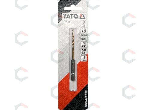 Grąžtas metalui su Hex 6.3 mm (1/4") galu HSS-TiN | 3.2 mm (YT-44755) Grąžtas metalui su Hex 6.3 mm (1/4") galu HSS-TiN | 3.2 mm (YT-44755)