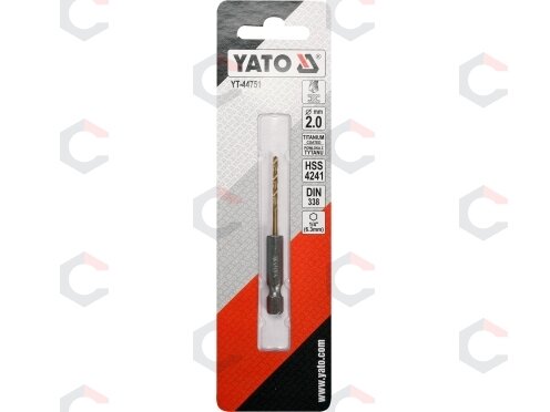Grąžtas metalui su Hex 6.3 mm (1/4") galu HSS-TiN | 2.0 mm (YT-44751) Grąžtas metalui su Hex 6.3 mm (1/4") galu HSS-TiN | 2.0 mm (YT-44751)